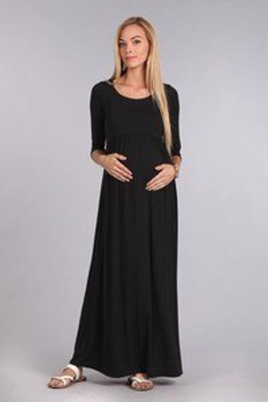 Black Empire Waist Maternity Maxi Dress